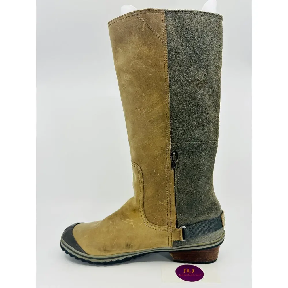 Sorel Womens Slimboot Tall Quarry Waterproof Leather Boots NL2108-008 Size 10